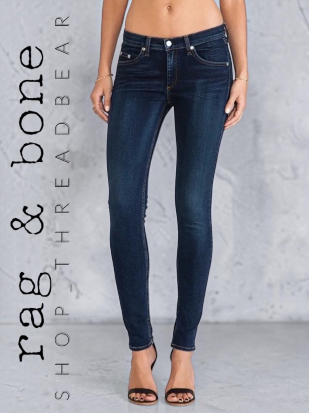 EUC [rag & bone] Classic Dark Designer Stretchy Low Rise Skinny Jeans | 29 · 8